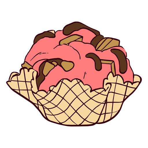 Ice cream basket illustration PNG Design