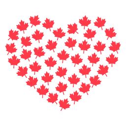Maple leaf heart flat PNG Design