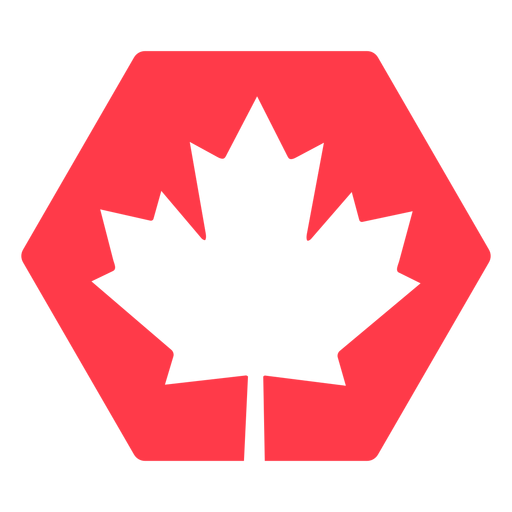 Maple leaf in hexagon flat PNG Design