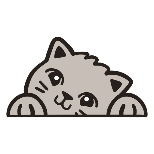 Peekaboo gato cinza fofo Desenho PNG