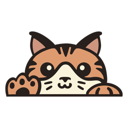 Peekaboo cute orange cat flat PNG Design
