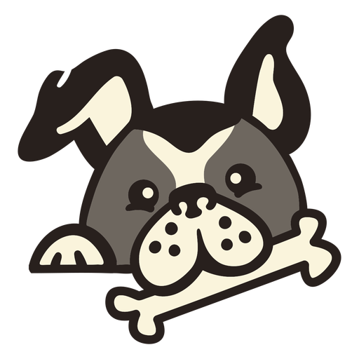 Peekaboo dog with bone flat PNG Design