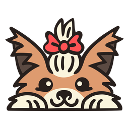 Cachorro peekaboo com gravata borboleta plana Desenho PNG