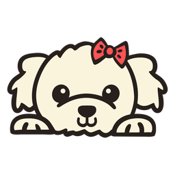 Peekaboo poodle with bow tie flat PNG Design