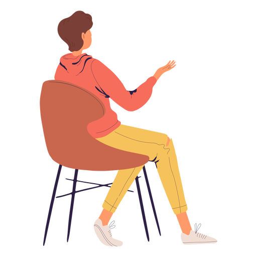 Person sitting character from the back PNG Design