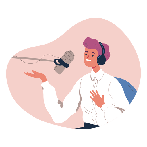 Person talking in podcast character PNG Design