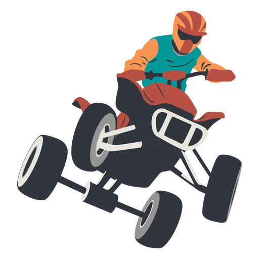 Pilot jumping in quad bike illustration