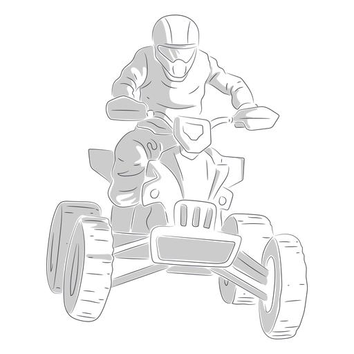 Piloto de carreras en quad dibujado a mano. Diseño PNG