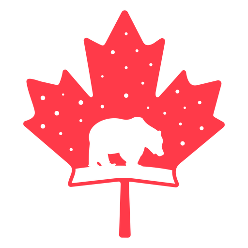 Polar bear in maple leaf flat PNG Design