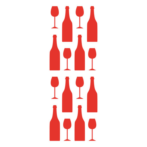 Rotweinglas und Flaschenmuster PNG-Design