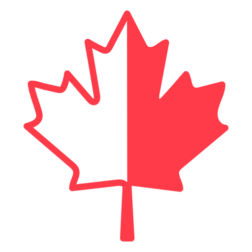 Red and white maple leaf flat PNG Design