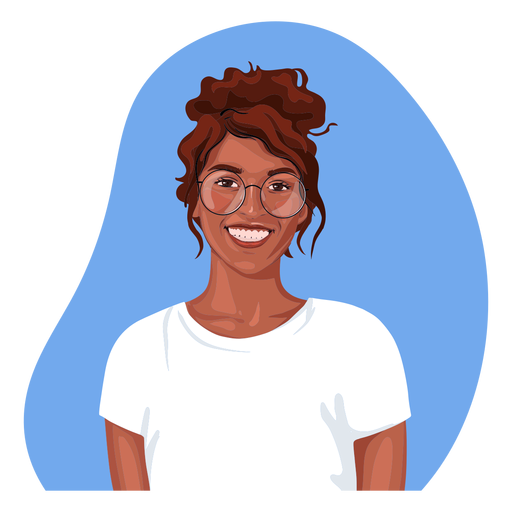 Mulher negra sorridente e realista Desenho PNG