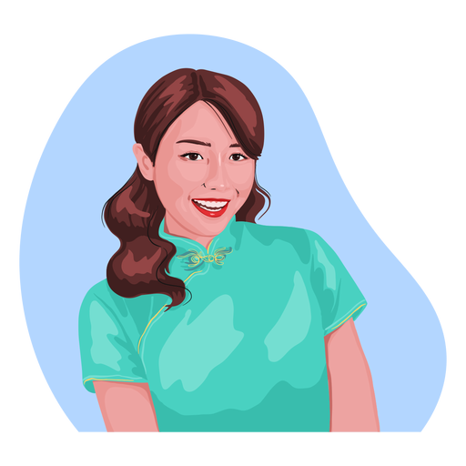 Smiling chinese woman realistic character PNG Design