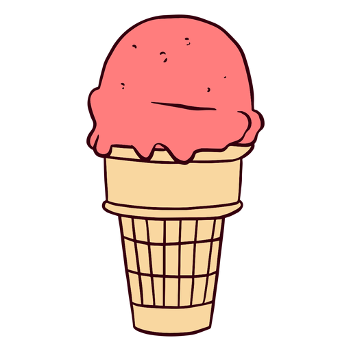 Strawberry ice cream cone illustration PNG Design
