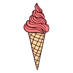 Strawberry swirl ice cream cone illustration PNG Design Transparent PNG