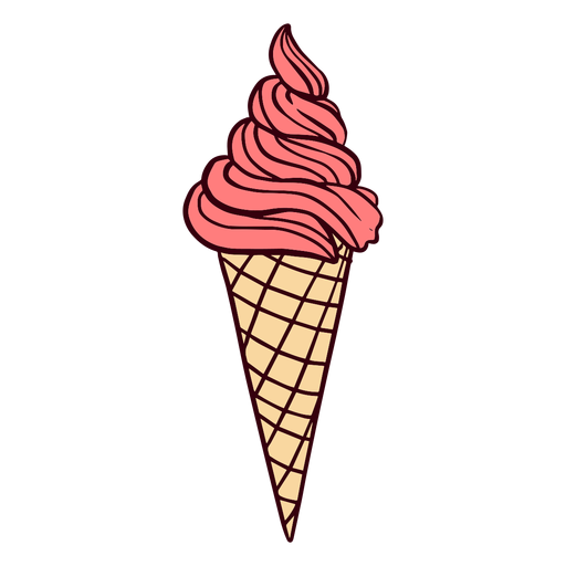 Ilustración de cono de helado de remolino de fresa Diseño PNG