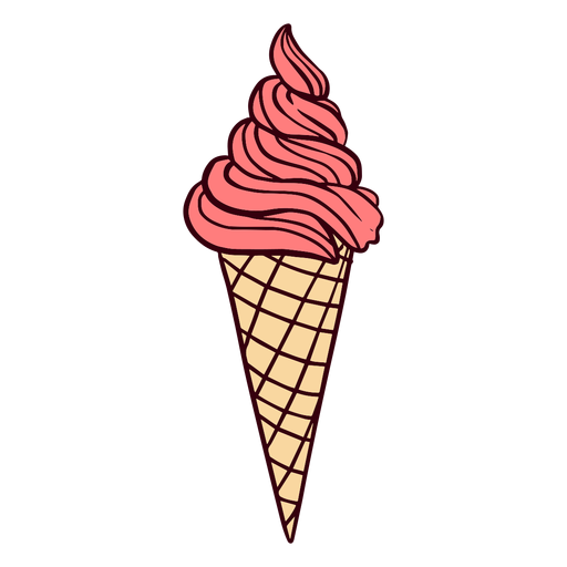 Ilustraci?n de cono de helado de remolino de fresa Diseño PNG