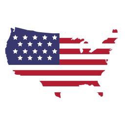 Bandera de estados unidos en el mapa del país plano Diseño PNG