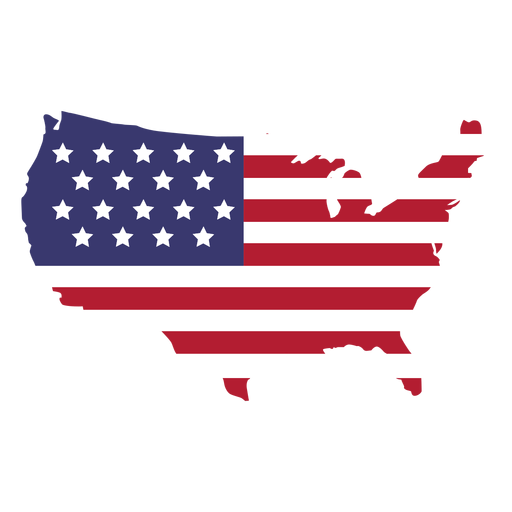 Usa Flagge in Landkarte flach PNG-Design