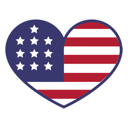 Usa Flag In Heart Flat PNG & SVG Design For T-Shirts