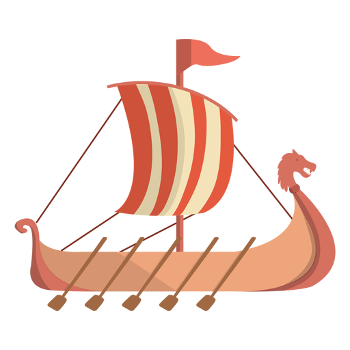 Ilustração de navio a remo histórico Viking Desenho PNG