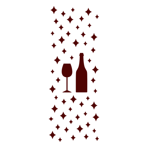 Weinglas und Flaschenmuster PNG-Design