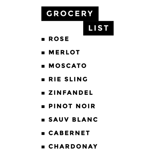 Wine grocery list lettering PNG Design