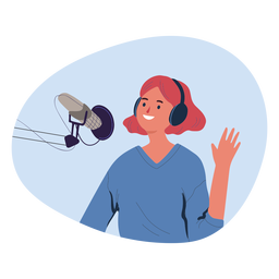 Saludo de mujer en personaje de podcast Diseño PNG
