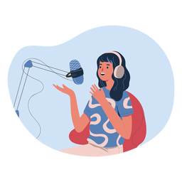 Mulher falando em mulher de personagem de podcast Desenho PNG