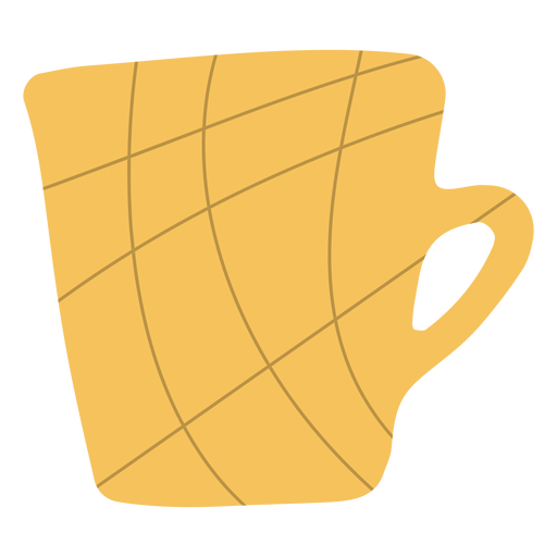 Caneca de café amarela desenhada à mão Desenho PNG