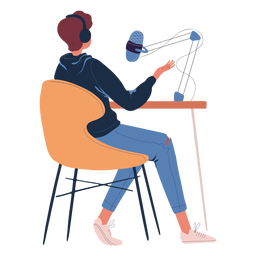 Man sitting talking in podcast character PNG Design
