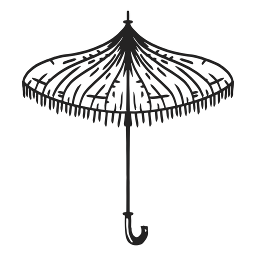 Parasol with fringe hand drawn