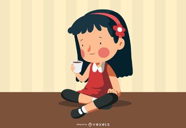 Linda garota com uma xícara de café