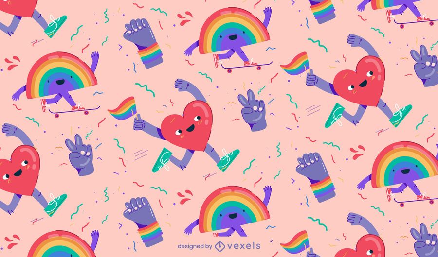 Diseño de patrón de dibujos animados de orgullo Diseño de patrón de dibujos animados de orgullo
