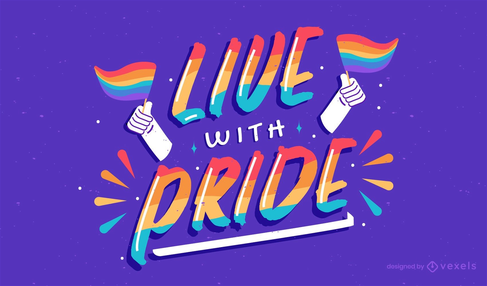 Live with pride lettering design