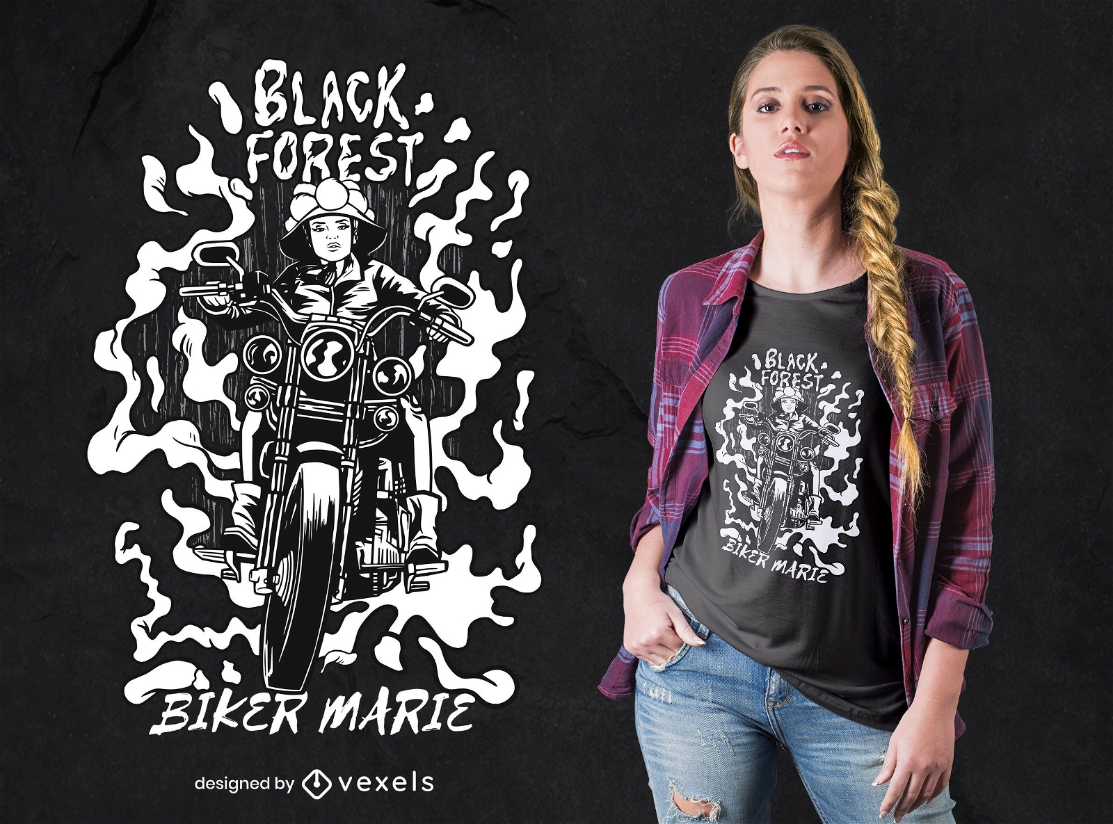 Black Forest Girl Biker T-shirt Design