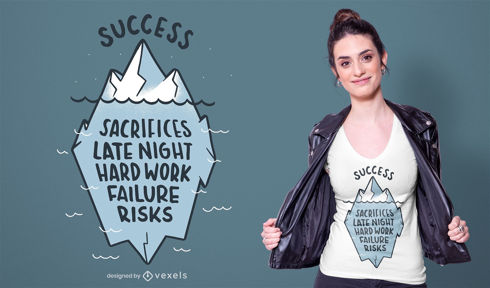 Design de camiseta com cita?es do iceberg de sucesso