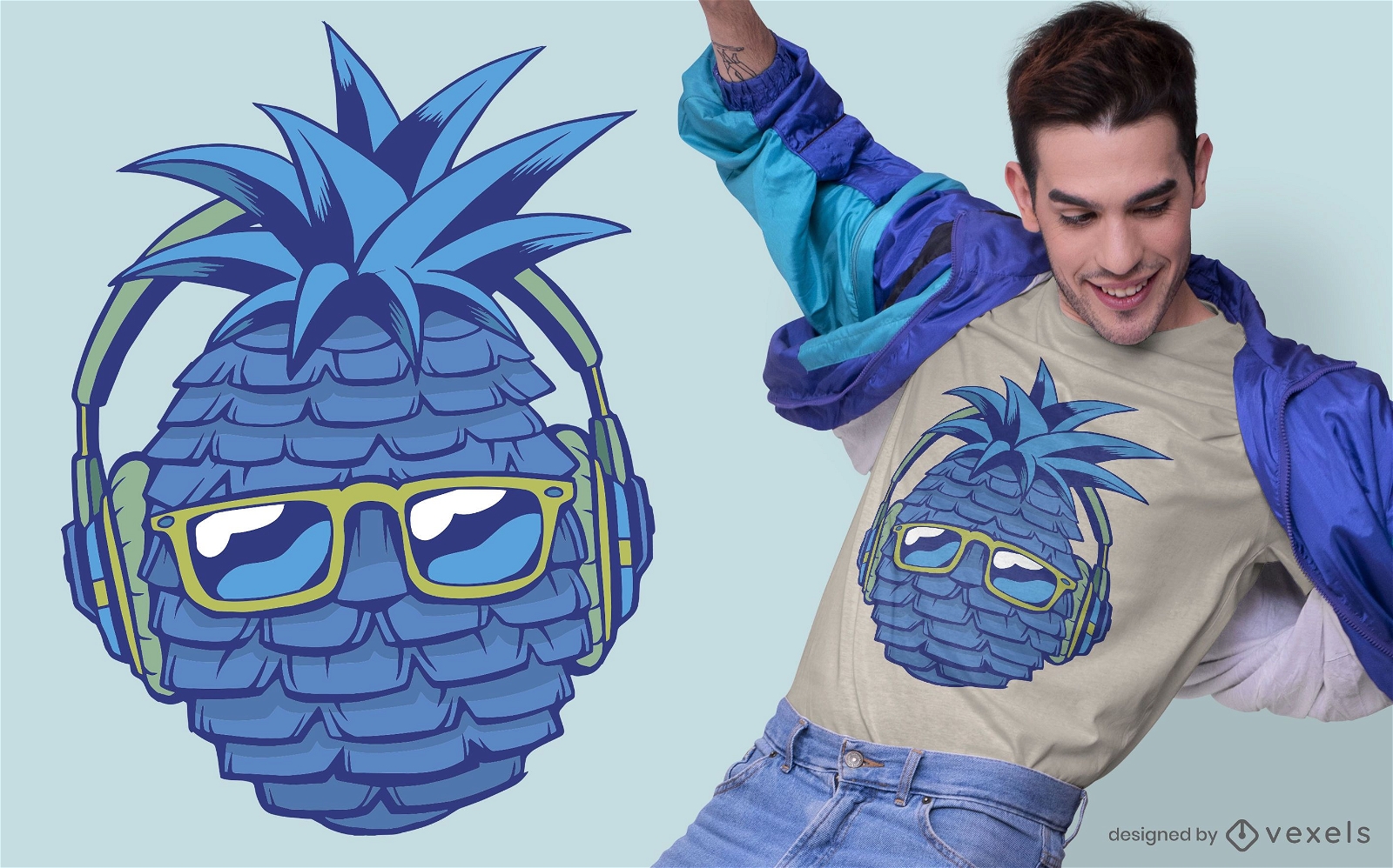 Design de camiseta azul abacaxi