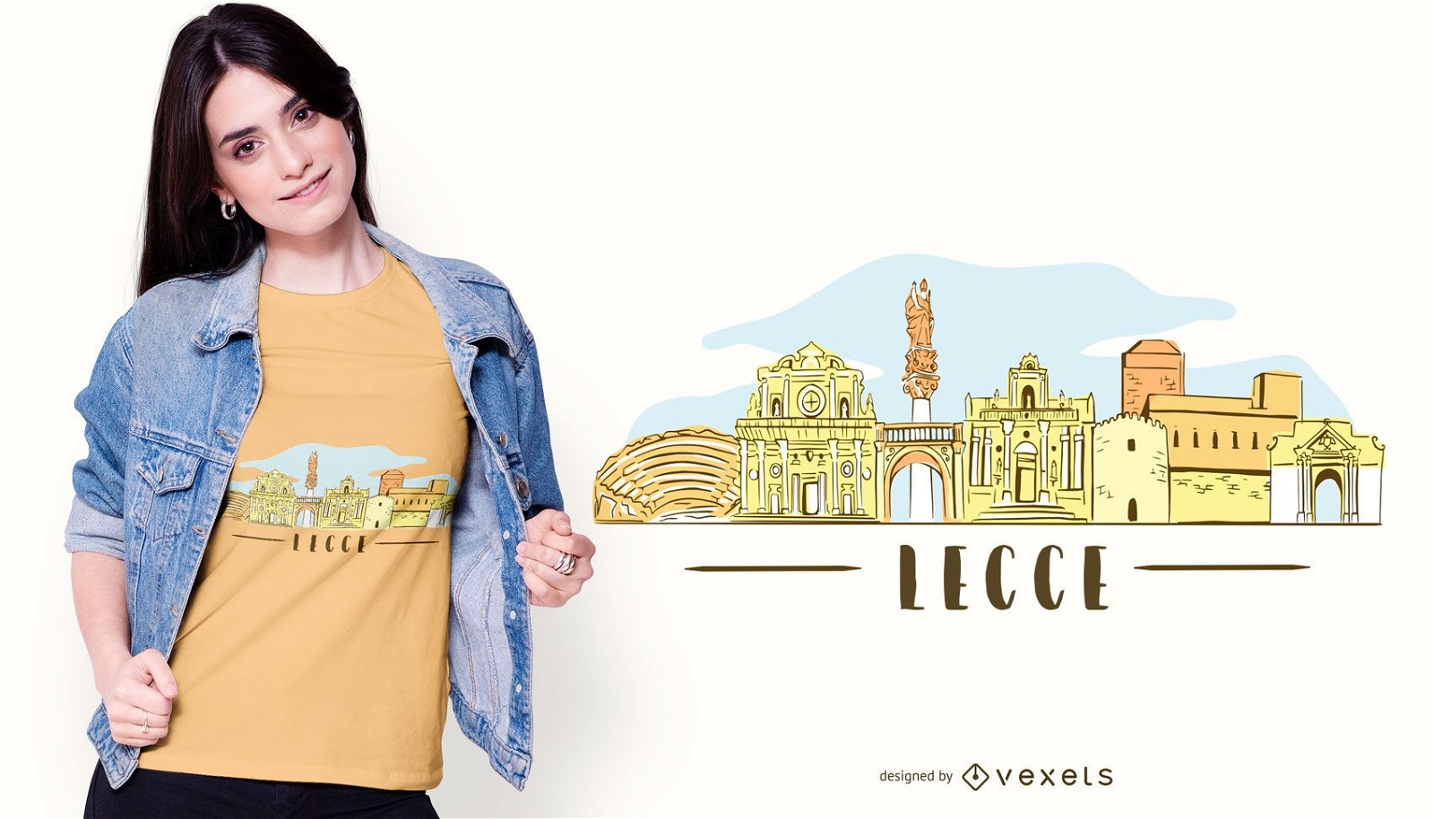 Lecce City Skyline T-Shirt Design