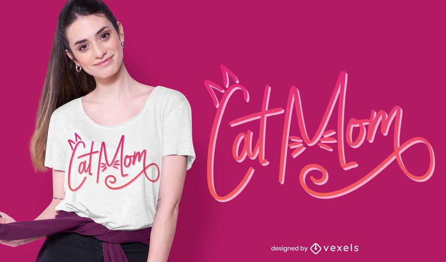 Cat Mom Lettering T-shirt Design Cat Mom Lettering T-shirt Design