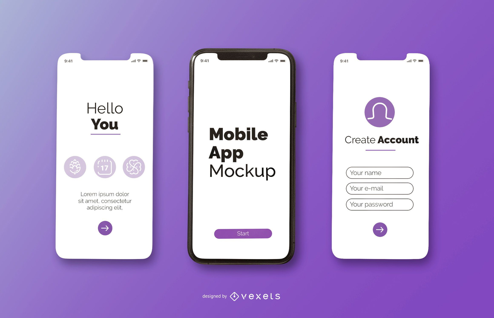 Mobile App Mockup Design PSD Editable Template