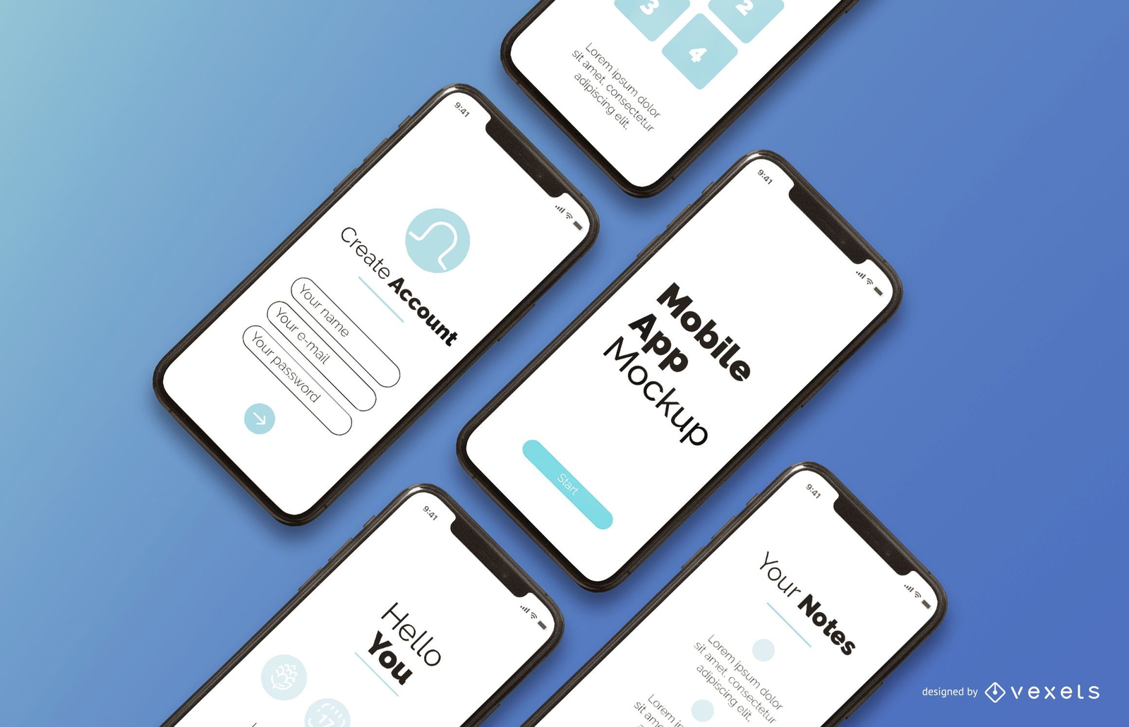 Mobile App Mockup Composition PSD Editable Template