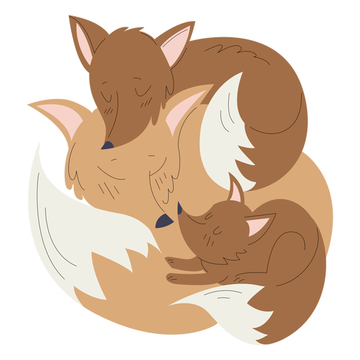 Download Animals mom and baby fox illustration - Transparent PNG ...