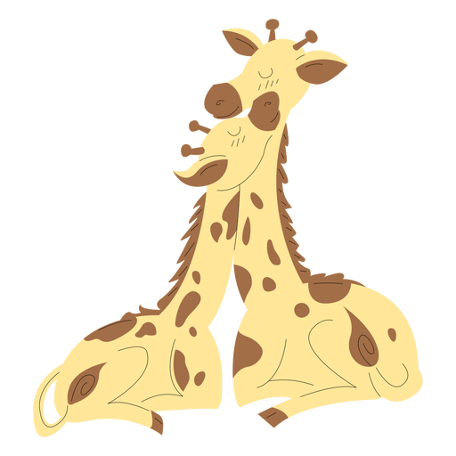 Animals mom and baby giraffe illustration PNG Design