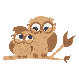 Ilustração de animais mãe e bebê corujas Desenho PNG