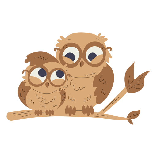 Animals mom and baby owls illustration - Transparent PNG & SVG vector file