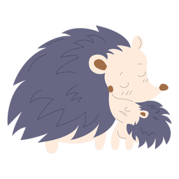 Animals mom and baby porcupine illustration PNG Design