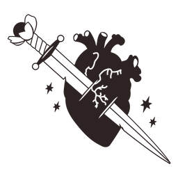 Corazón de cuchillo anti pegatina valentines Diseño PNG