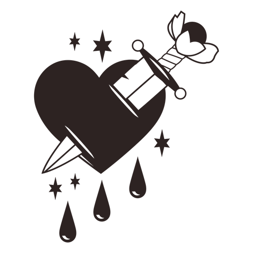 Anti valentines sticker knife heart drops PNG Design