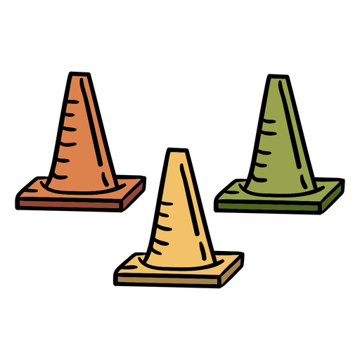 Equipo de conos de atletismo dibujado a mano. Diseño PNG